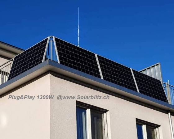 1300W (600W) Plug&Play Solaranlage legal! Für Gartenhaus inkl. Moduloptimierer für unterschiedliche Ausrichtung